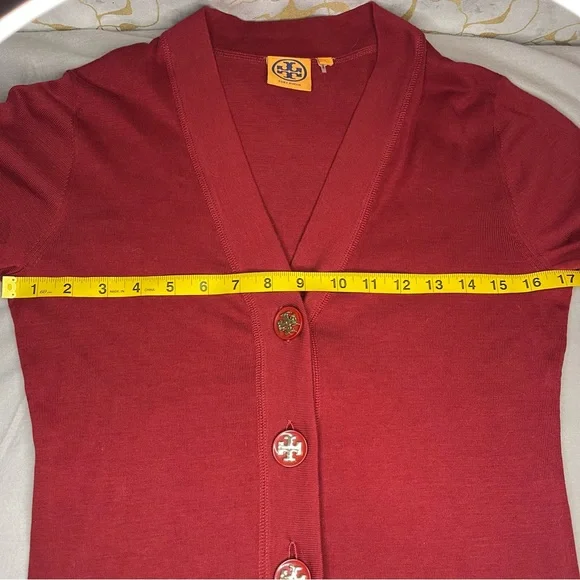 Tory Burch Red Cotton Cardigan Sweater Women's Size S - Picture 3 of 7